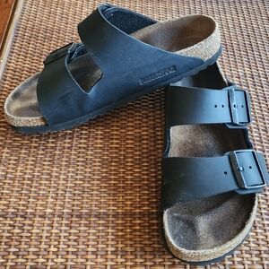 Birkenstock Arizona Black Leather Sandals Size 27